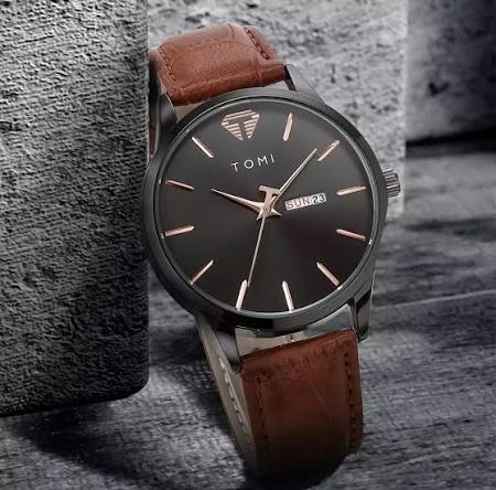 TOMI T-045 Men’s Business Luxury Watch – Day/Date Display – Quartz Movement
